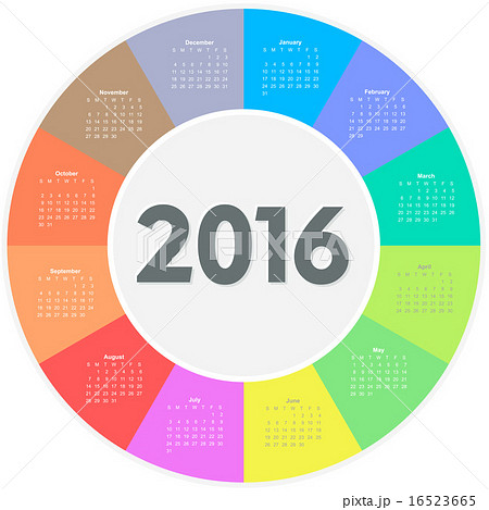 Circle calendar for 2016 year 16523665