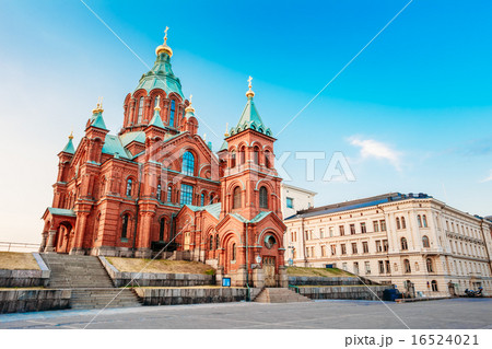 Uspenski Cathedral, Helsinki At Summer Sunny Day. Red Church In Uspenski Cathedral, Helsinki At Summer Sunny Day. Red Church In 16524021