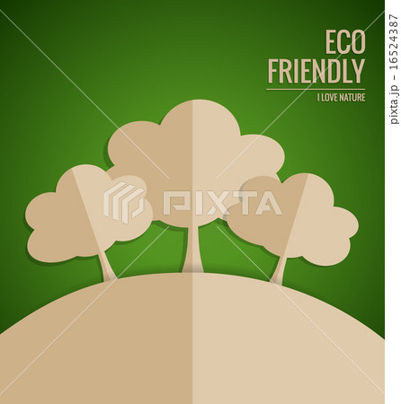 Ecology concept. Paper cut of tree on green background. Vector i 16524387