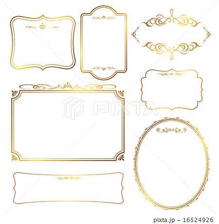 ゴールド フレーム 飾り罫 枠のイラスト素材