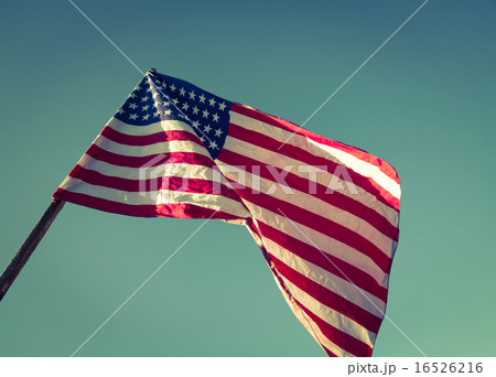 American flag over blue sky ( Filtered image processed vintage e 16526216