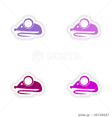 assembly realistic sticker design on paper Mouse 16526687