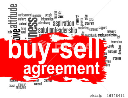 Buy-sell agreement word cloud with red banner 16528411
