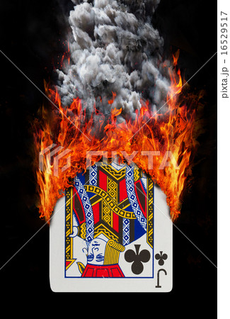 Playing card with fire and smoke 16529517