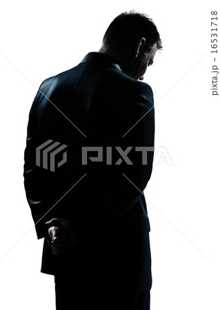 silhouette man portrait backside sad despair lonely 16531718