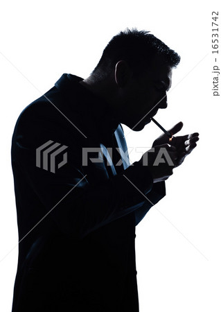 silhouette man portrait lighting smoking cigarette 16531742