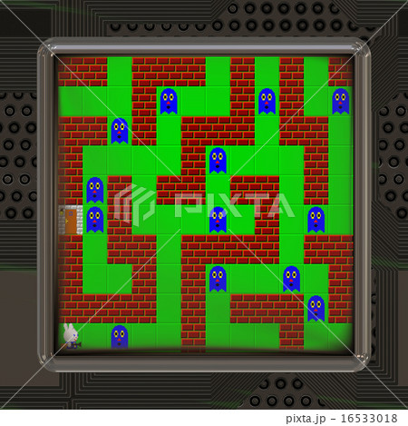 LCD screen with retro style game generated texture 16533018