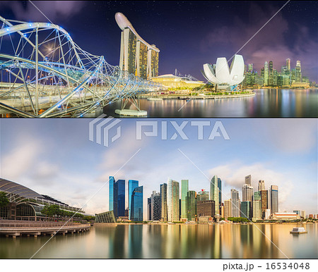 Set of Singapore Skyline and view in Marina Bay Set of Singapore Skyline and view in Marina Bay 16534048