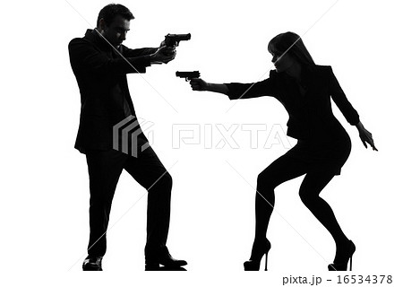 couple woman man detective secret agent criminal silhouette couple woman man detective secret agent criminal silhouette 16534378