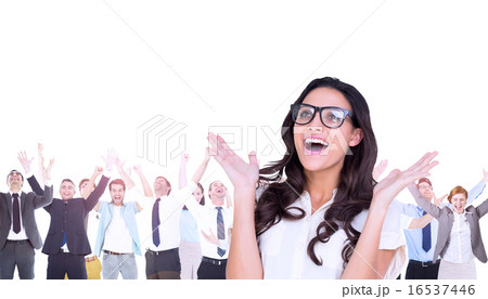 Composite image of pretty brunette in hipster glasses 16537446