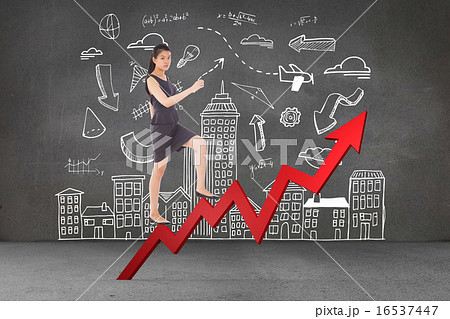 Composite image of businesswoman stepping up 16537447