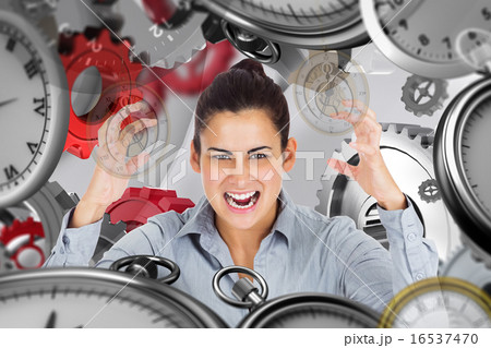 Composite image of furious businesswoman gesturing 16537470