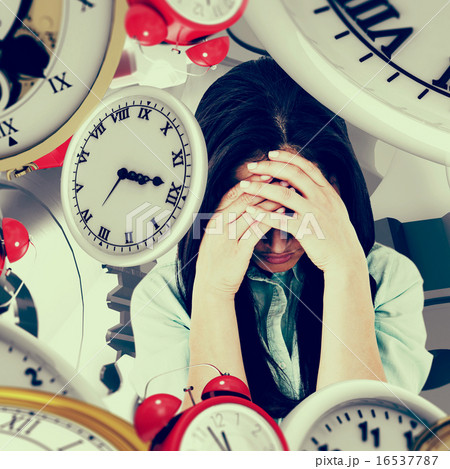 Composite image of troubled woman crying 16537787