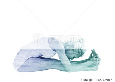 Composite image of toned woman doing the paschimottanasana pose Composite image of toned woman doing the paschimottanasana pose 16537907
