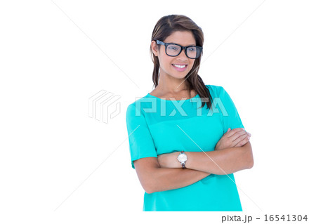 Happy pretty brunette with arms crossed Happy pretty brunette with arms crossed 16541304