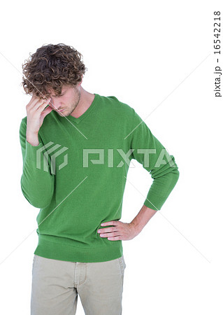 Sad casual man standing in front of camera Sad casual man standing in front of camera 16542218