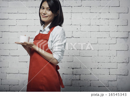 オシャレカフェ店員の写真素材