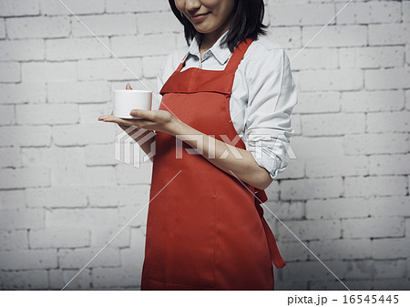 オシャレカフェ店員の写真素材