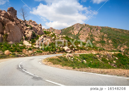 Mountain road, empty landscape of Corsica 16548208
