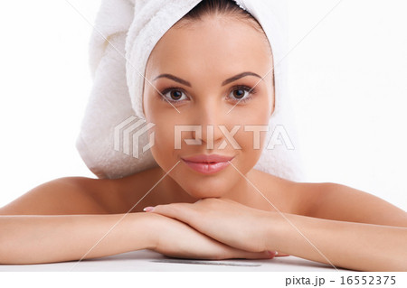 Cheerful healthy woman after having fresh shower 16552375