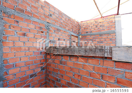 brick wall in residential building construction brick wall in residential building construction 16555593