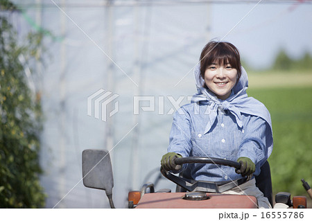 農業女子　トラクター 16555786