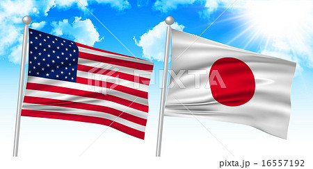 日本 アメリカ 国旗のイラスト素材