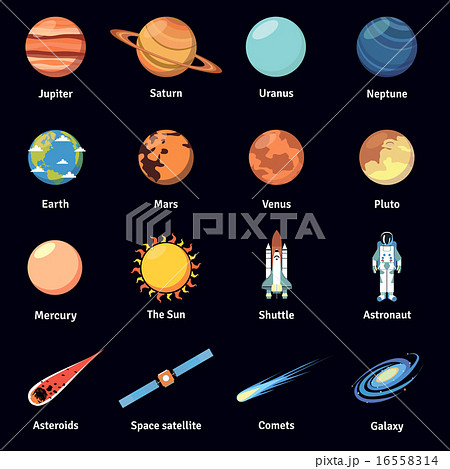 Multicolored cosmos icon set Multicolored cosmos icon set 16558314