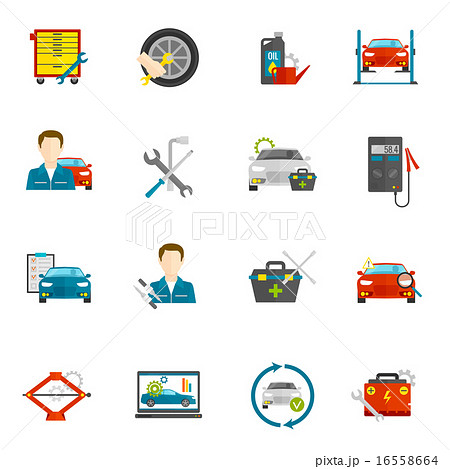 Auto Mechanic Flat Icons Set 16558664