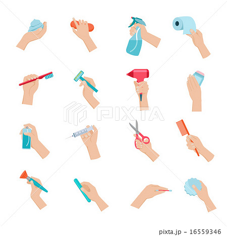 Hand Holding Objects Icons Setのイラスト素材