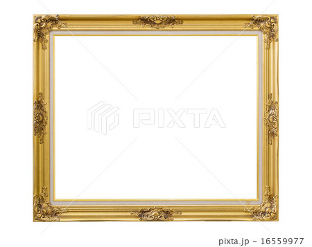 Gold louise photo frame over white background 16559977