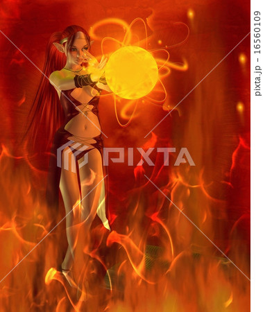 Fire Elf Practising a Fire Spell 16560109