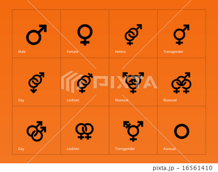 Male and Female sex symbol icons on orange background. Male and Female sex symbol icons on orange background. 16561410