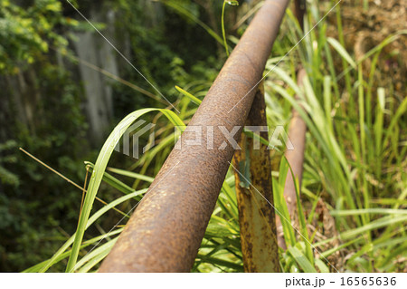 Rusted steel pipe railings Rusted steel pipe railings 16565636