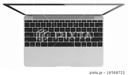 Silver Laptop with blank white screen 16568723
