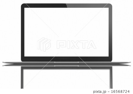 Silver Laptop with blank white screen 16568724