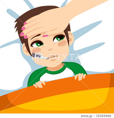 Boy With Thermometer In Bed 16569466