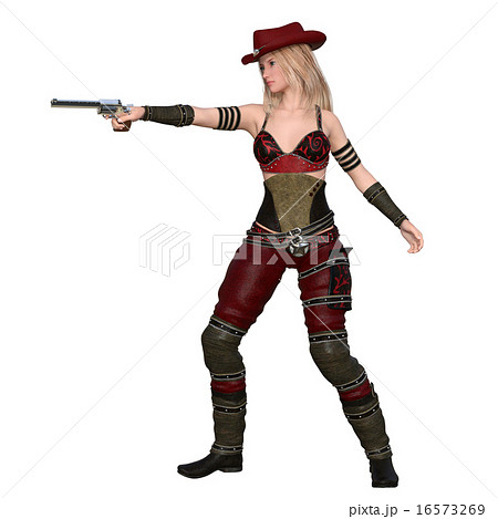 女性ガンマンのイラスト素材