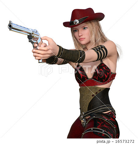 女性ガンマンのイラスト素材