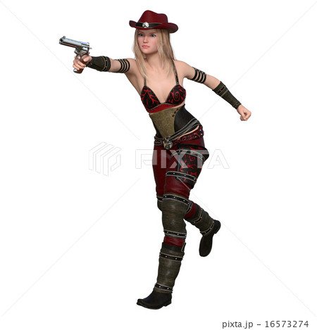 女性ガンマンのイラスト素材