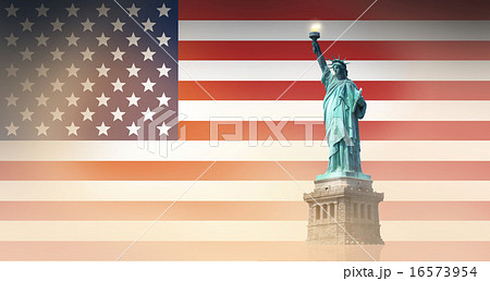 United States flag and Statue of Liberty United States flag and Statue of Liberty 16573954