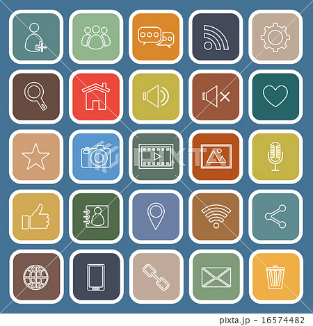 Chat line flat icons on blue background 16574482
