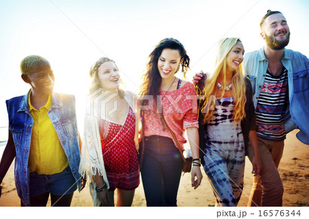 Friendship Bonding Relaxation Summer Beach Happiness Concept 16576344