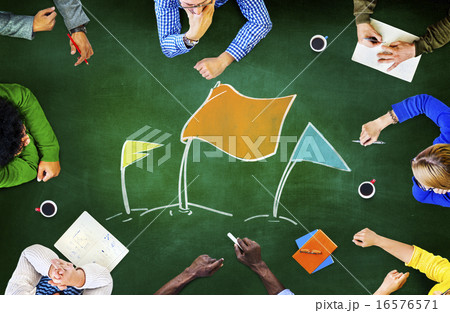Victory Flag Winning Success Achievement Goal Meeting Concept Victory Flag Winning Success Achievement Goal Meeting Concept 16576571