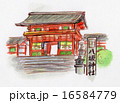 京都　八坂神社　手描きイラスト 16584779