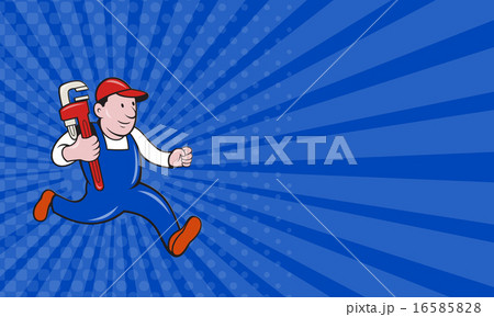 Business card Plumber With Monkey Wrench Cartoon Business card Plumber With Monkey Wrench Cartoon 16585828
