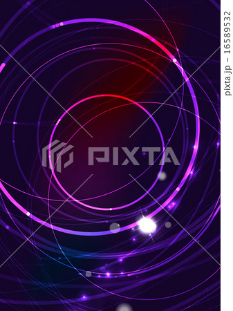 Abstract color glowing lines in dark space with stars and light effects - futuristic circle 16589532