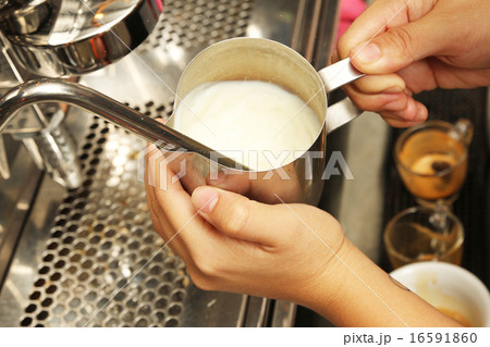 Milk frothing from coffee making machine Milk frothing from coffee making machine 16591860