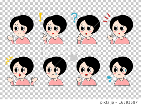 Female facial expression illustration set Female facial expression illustration set 16593587
