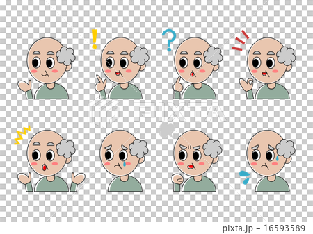 Senior man expression facial illustration set Senior man expression facial illustration set 16593589